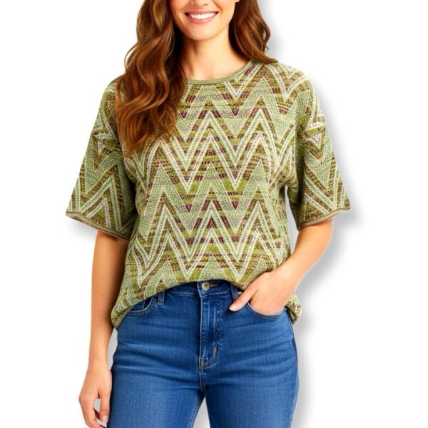 Missoni | חולצת סריג מנצנצת בטקסטורת זיג-זג גרינווין מיסוני