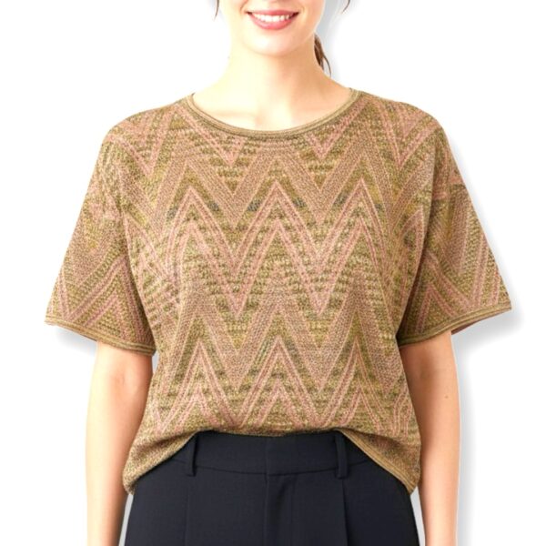 Missoni | חולצת סריג מנצנצת בטקסטורת זיג-זג גולדפינק מיסוני