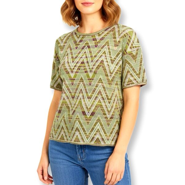 Missoni | חולצת סריג מנצנצת בטקסטורת זיג-זג גרינווין מיסוני