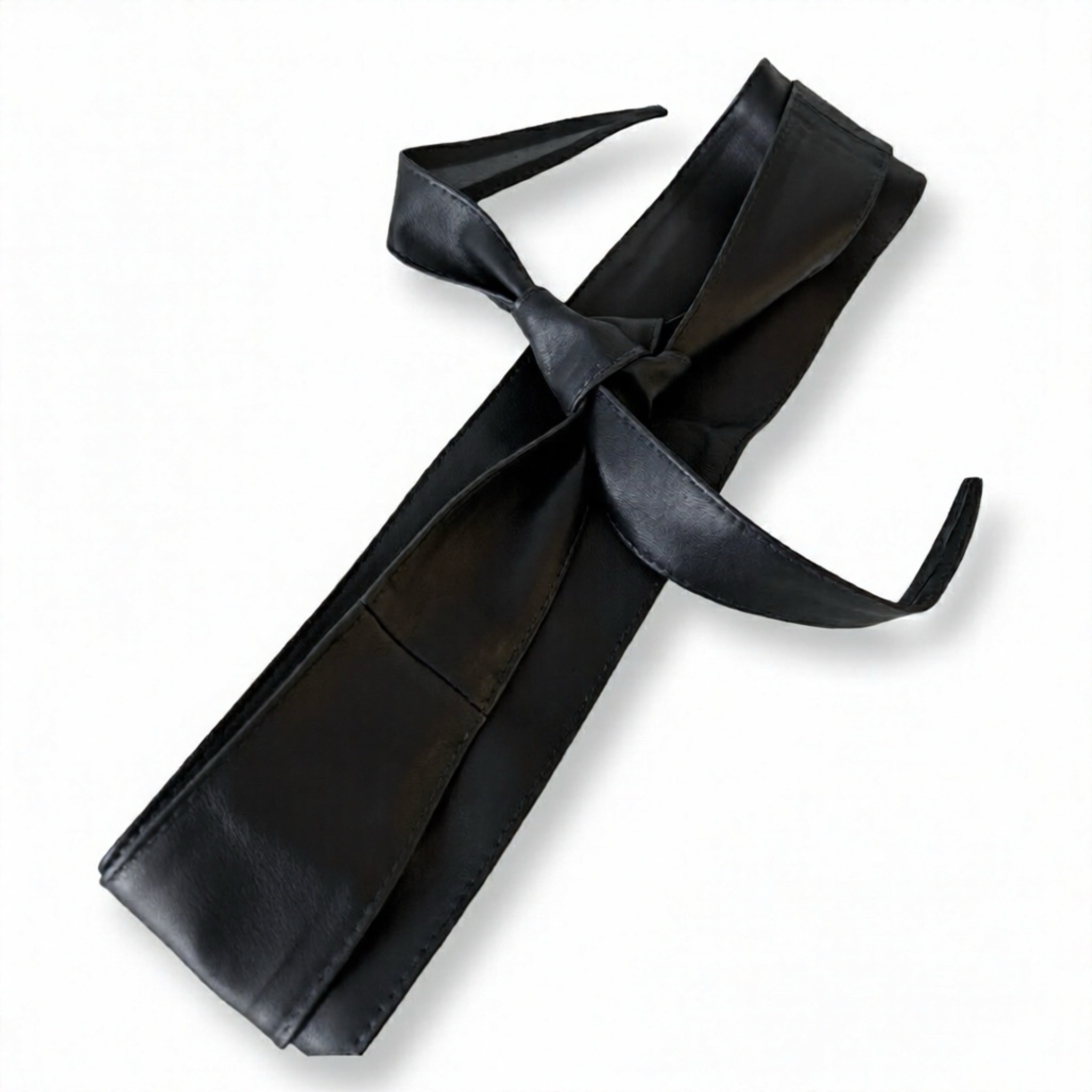 LeaLab | חגורת קשירה עור רחבה צבע שחור ליאלב
