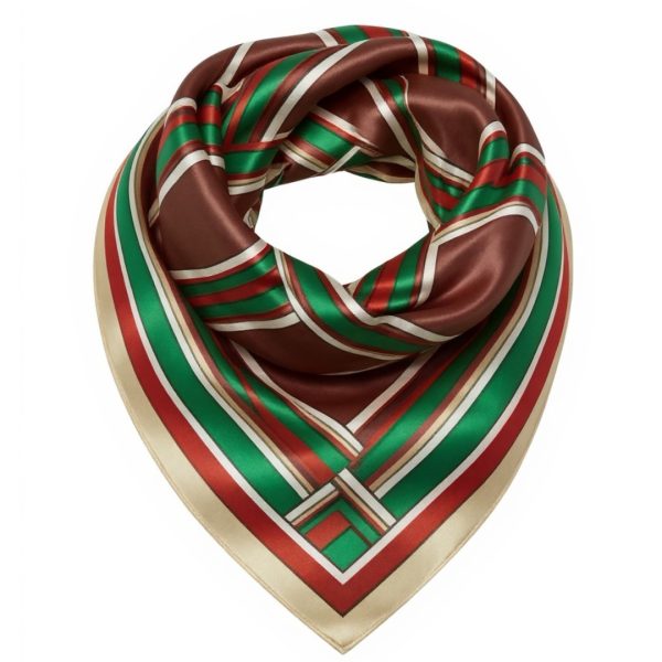 Seta | צעיף משי דו-צדד גיאומטרי צבעוני חום-ורוד סטה