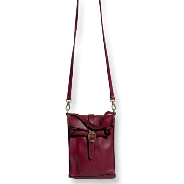 LeaLab | תיק צד מיני-וינטג מעור טבעי עם אבזם צבע בורדו ליאלב