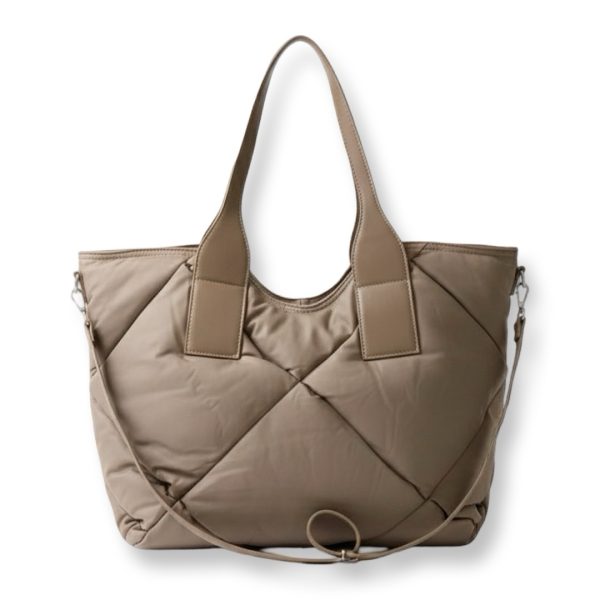 LeaLab | תיק כתף גדול פאפר מרופד מבד ניילון צבע טאופ ליאלב