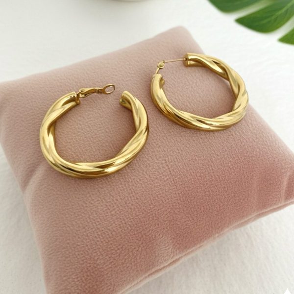 Charm -עגילי חישוק 'קרואסון' זהב צ'ארם