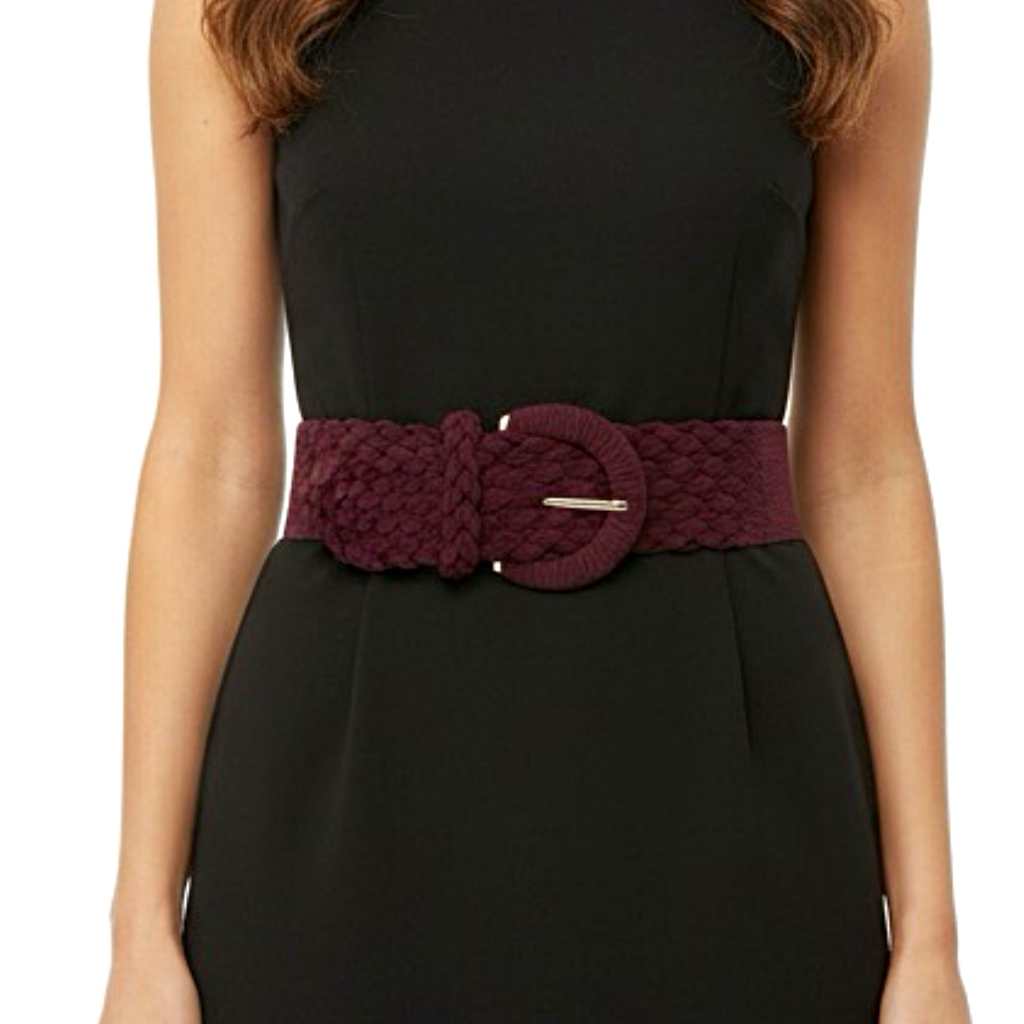 LeaLab | חגורה קלועה רחבה נמתחת צבע בורדו ליאלב