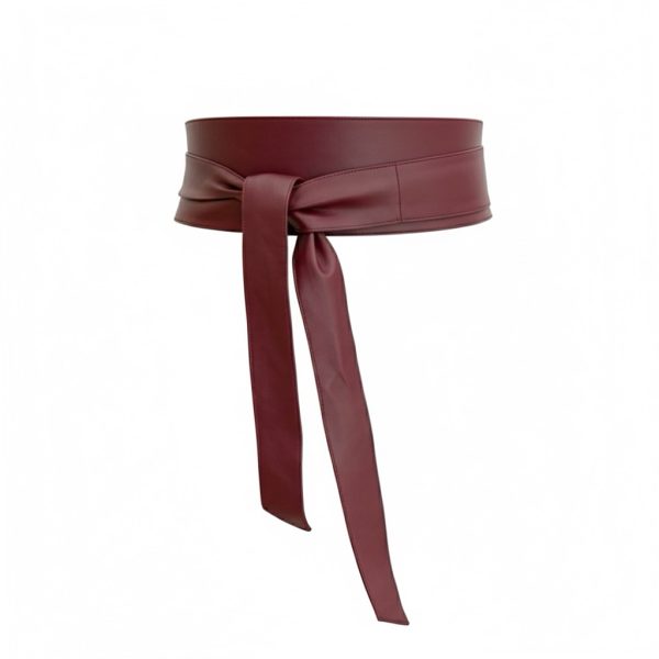 LeaLab | חגורת קשירה עור רחבה צבע בורדו ליאלב