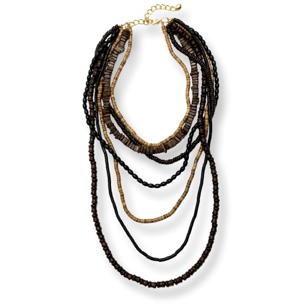 Charm -שרשרת שכבות מעץ טבעי בגוונים אקזוטיים צ'ארם