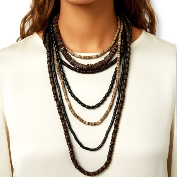 Charm -שרשרת שכבות מעץ טבעי בגוונים אקזוטיים צ'ארם