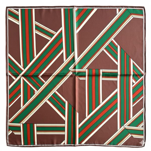 Seta | צעיף משי דו-צדד גיאומטרי צבעוני חום-ורוד סטה