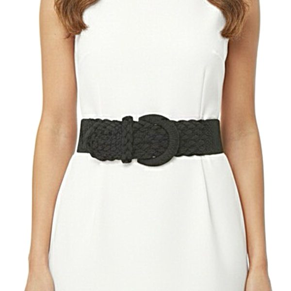 LeaLab | חגורה קלועה רחבה נמתחת צבע שחור ליאלב