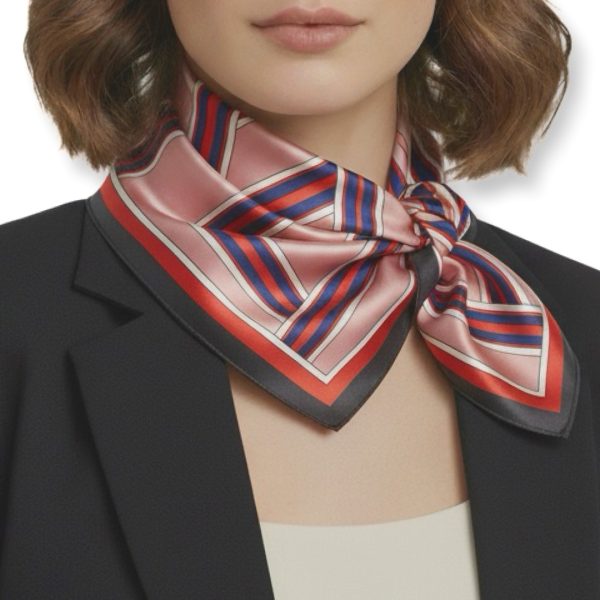 Seta | צעיף משי דו-צדד גיאומטרי צבעוני חום-ורוד סטה