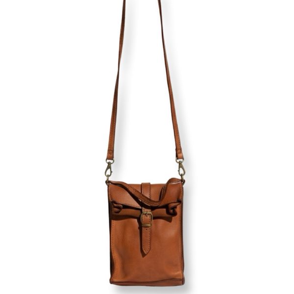 LeaLab | תיק צד מיני-וינטג מעור טבעי עם אבזם צבע קאמל ליאלב