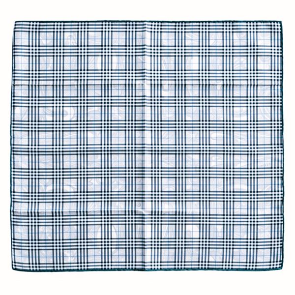 Seta | צעיף משי דו-צדדי פייזלי ומשבצות כחול סטה