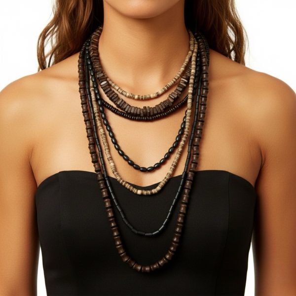 Charm -שרשרת שכבות מעץ טבעי בגוונים אקזוטיים צ'ארם