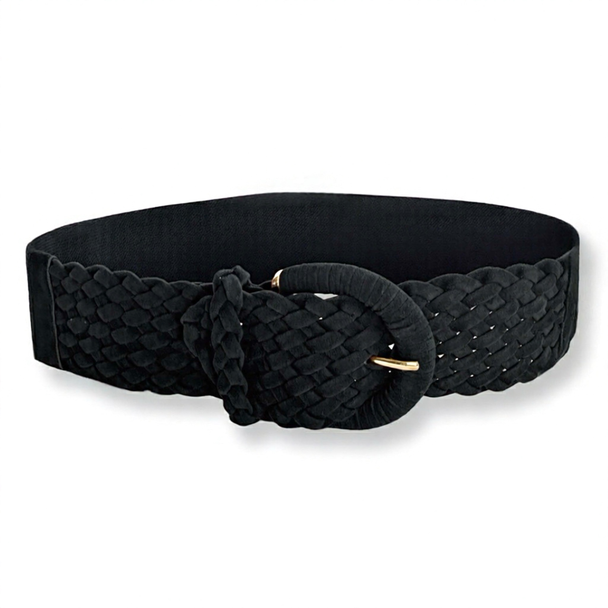 LeaLab | חגורה קלועה רחבה נמתחת צבע שחור ליאלב