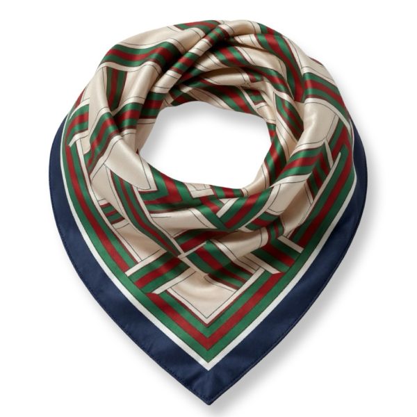 Seta | צעיף משי דו-צדד גיאומטרי צבעוני בז׳-חום סטה