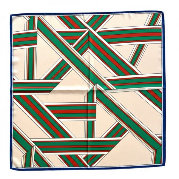 Seta | צעיף משי דו-צדד גיאומטרי צבעוני בז׳-חום סטה