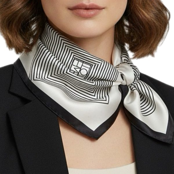 Seta | צעיף משי אבסטרקט אופוויט עם מסגרת שחורה סטה