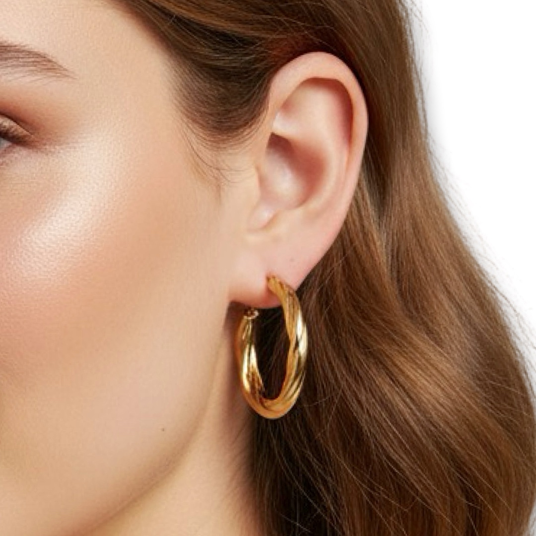 Charm -עגילי חישוק 'קרואסון' זהב צ'ארם