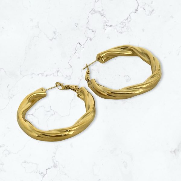 Charm -עגילי חישוק 'קרואסון' זהב צ'ארם