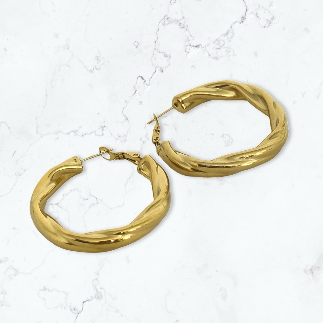 Charm -עגילי חישוק 'קרואסון' זהב צ'ארם