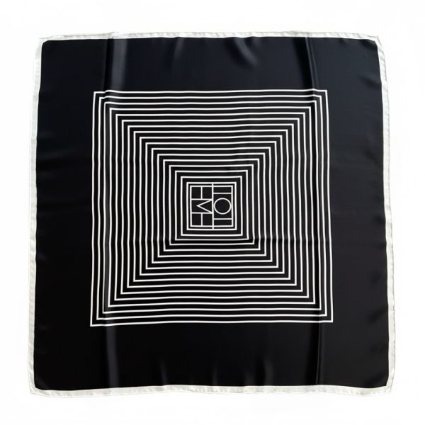 Seta | צעיף משי אבסטרקט שחור עם מסגרת אופוויט סטה
