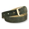 LeaLab | חגורת עור הפוך קלאסית עם אבזם מוזהב צבע זית ליאלב