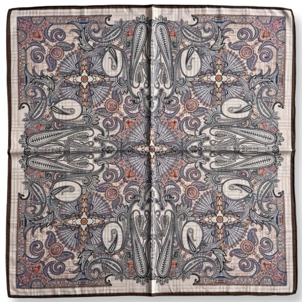 Seta | צעיף משי דו-צדדי פייזלי ומשבצות צבעוני סטה