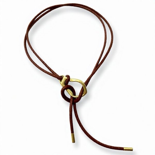 LeaLab | חגורת קשירה מעוצבת ואלגנטית עם אבזם זהב צבע חום ליאלב