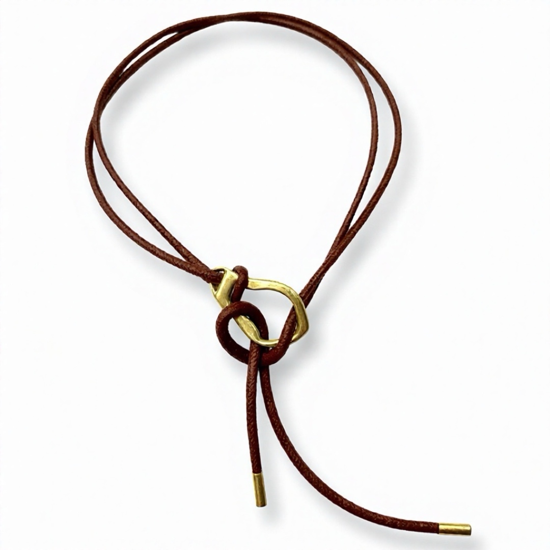 LeaLab | חגורת קשירה מעוצבת ואלגנטית עם אבזם זהב צבע חום ליאלב