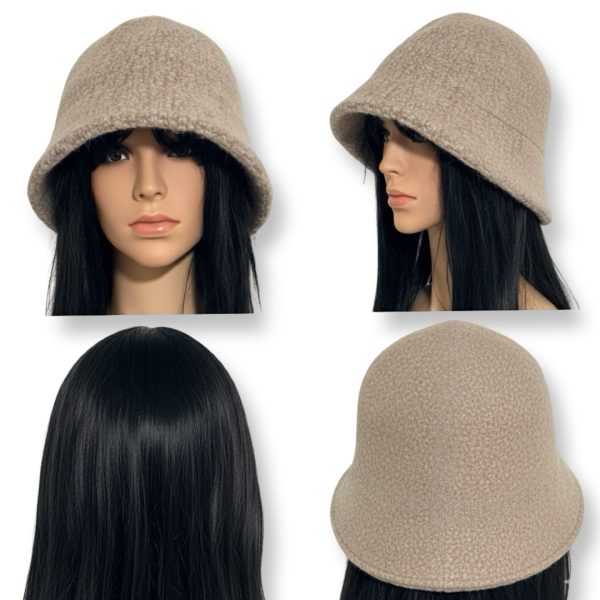 Ciel écarlate | כובע באקט קטיפתי אופנתי צבע חום סיאל אקרלט