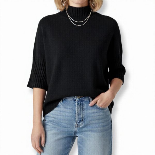 J-Clair | סריג גולף רחב שרוול קצר צבע שחור ג׳וקלייר