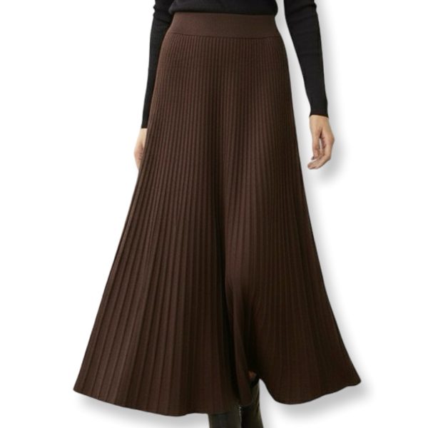 J-Clair | חצאית ריב ארוכה סרוגה ונוחה צבע חום ג׳וקלייר