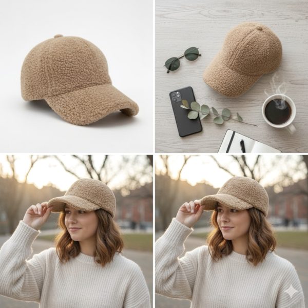 S&J | כובע קסקט טדי אופנתי צבע בז' סי אנד ג׳י