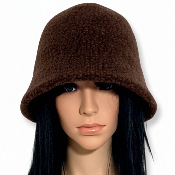 Ciel écarlate | כובע באקט קטיפתי אופנתי צבע חום סיאל אקרלט