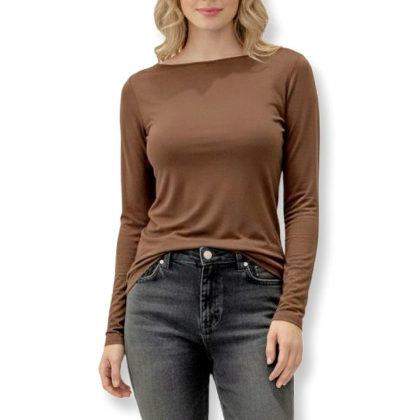 J-Clair | חולצת לונג סליב אופנתית צבע חום ג׳וקלייר