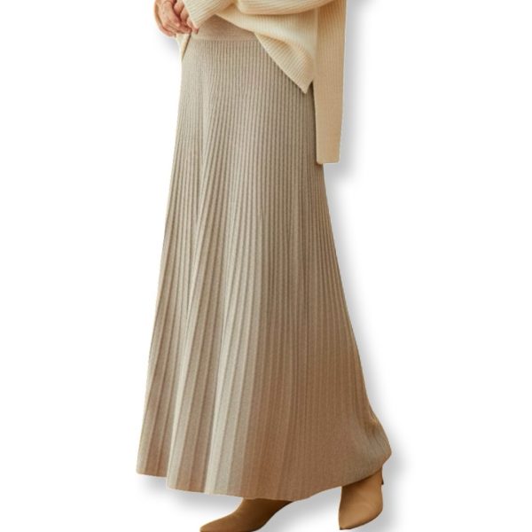 J-Clair | חצאית ריב ארוכה סרוגה ונוחה צבע בז׳-טאופ ג׳וקלייר