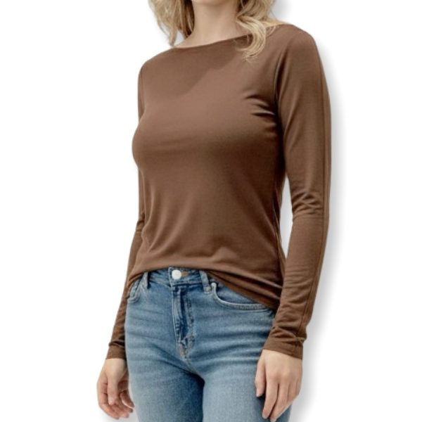 J-Clair | חולצת לונג סליב אופנתית צבע חום ג׳וקלייר