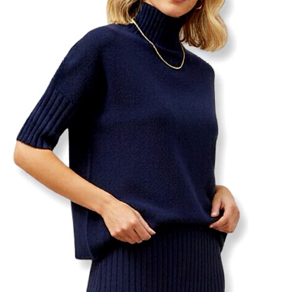 J-Clair | סריג גולף רחב שרוול קצר צבע כחול ג׳וקלייר