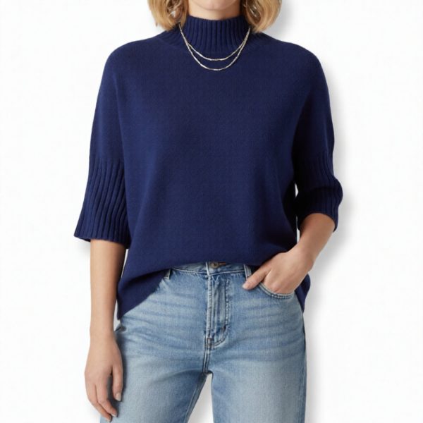 J-Clair | סריג גולף רחב שרוול קצר צבע כחול ג׳וקלייר