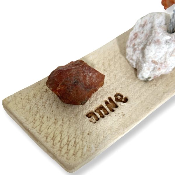 Cristal-מארז עץ אבני קריסטל ואבן גולמי קרנליאן לשמחה,תקווה ואנרגיה