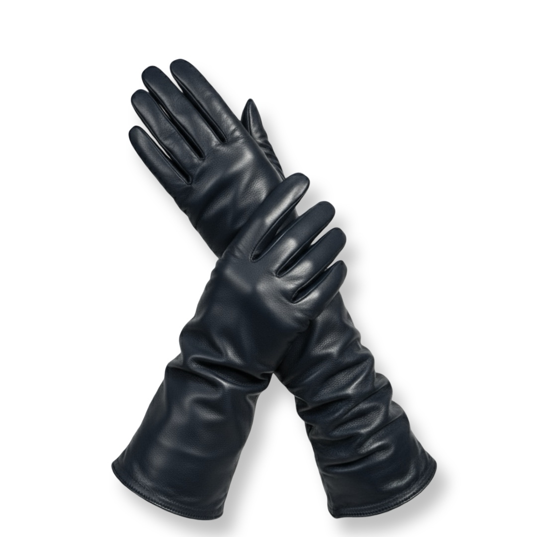 S&J | כפפות עור ארוכות "ונוס" שחורות סי אנד ג׳י