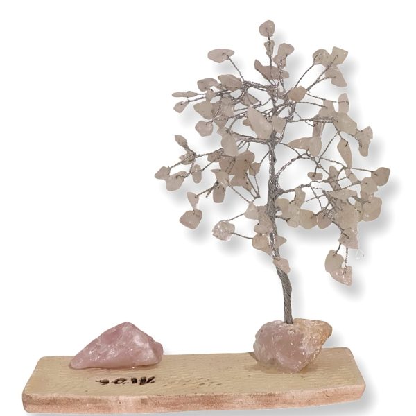 Cristal-מארז עץ אבני קריסטל ואבן גולמי רוז קוורץ לאהבה,הרמוניה ושלווה