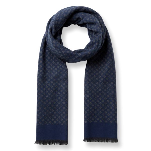 Ruyisa | צעיף מחויט יוניסקס יוקרתי רויאל בגווני כחול/אפור רויאסה