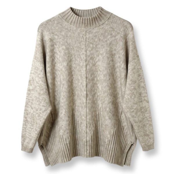 J-Clair | סריג אוברסייז דקפלוז' אופנתי צבע בז׳ ג׳וקלייר