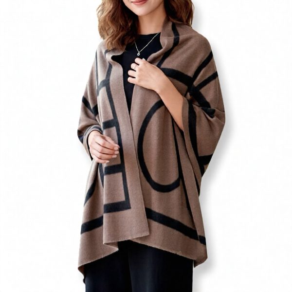 Luna-Chiara | צעיף-שאל גדול יוקרתי צבע טאופ שחור לונה קיארה