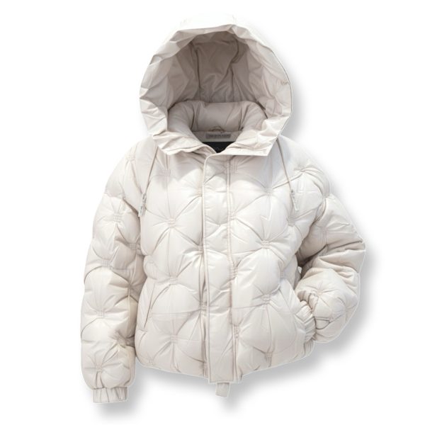 J-Clair | מעיל פוף קווילט מרופד יוקרתי עם קפוצ'ון צבע אופוויט ג׳וקלייר