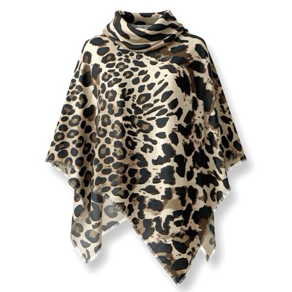 Luna-Chiara | צעיף/שאל גדול זברה-נמר דוצדדי יוקרתי בגווני בז׳ קיארה