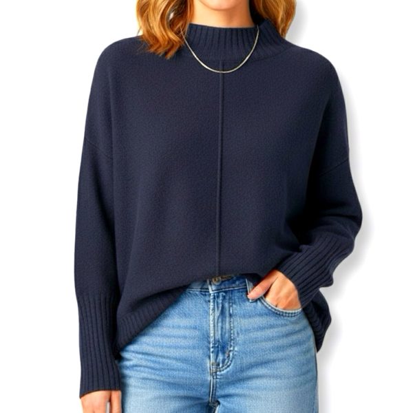 J-Clair | סריג אוברסייז דקפלוז' אופנתי צבע כחול ג׳וקלייר