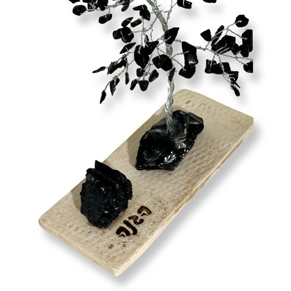 Cristal-מארז עץ אבני קריסטל ואבן גולמי טורמלין לשמירה,הגנה ושלווה